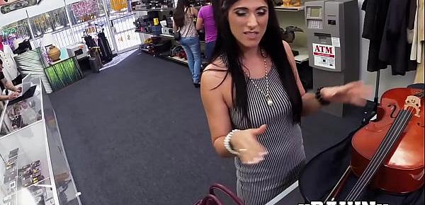  Good looking vixen sells cello and fucks for extra cash